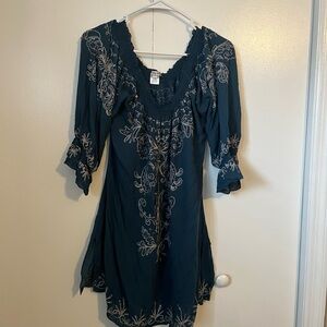 Elegant Teal/Blue Embroidered Dress/Tunic